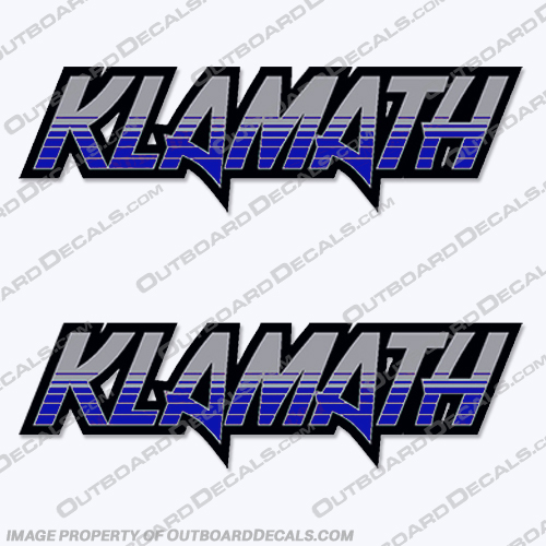 Klamath Boat Logo Decals - Silver/Blue (Set of 2) Klamath, Boat, Logo, Decal, Decals, Silver, Blue, Silver/Blue, set, of, 2, two,