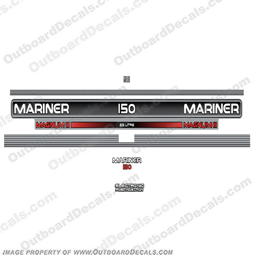 Mariner Magnum III 150hp Decal Kit 2.5L 1993 1994 1995 1996 mariner, decals, 150hp, 2.5, litre, liter, magnum, iii, III, EFI, 1993, 1994, 1995, 1996, 1992, outboard, engine, motor, cowl decal, stickers
