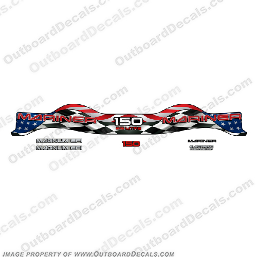 Custom Mariner 150hp Decal Kit (Racing/US Flag) - Wrap Around  INCR10Aug2021