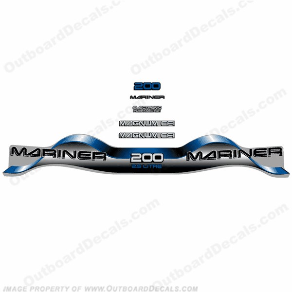 Mariner 200hp 2.5 Decal Kit - Blue INCR10Aug2021