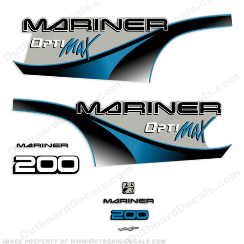 Mariner 200hp Optimax Decal Kit - 2000 (Blue) 200 hp, INCR10Aug2021