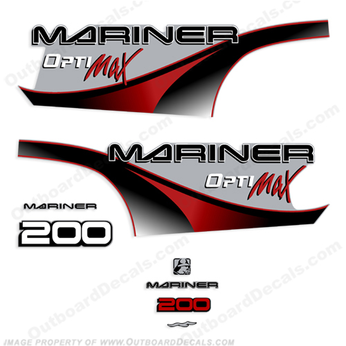Mariner 200hp Optimax Decal Kit - 2000 (Red) 200 hp, INCR10Aug2021