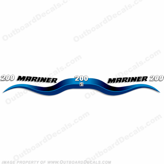 Mariner 200hp Decal Kit (Blue) - Wrap Around 