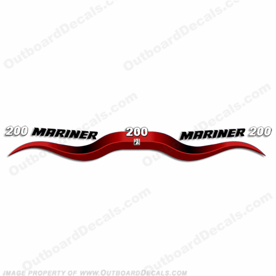 Mariner 200hp Decal Kit (Red) - Wrap Around 