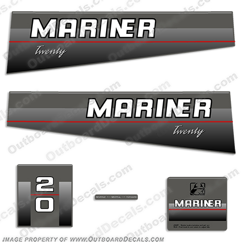 Mariner 20hp Decal Kit - 1990  mariner, decals, 20 ,hp, 1990, Outboard, motor, engine, decal, stickers, sticker, kit, set,
