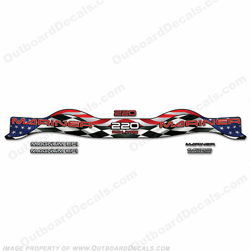 Custom Mariner 220hp Decal Kit (Racing/US Flag) - Wrap Around INCR10Aug2021