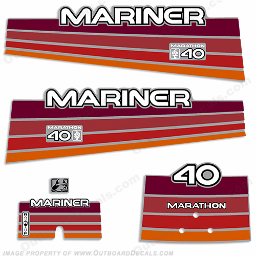 Mariner 40hp Marathon Decal Kit - 1996 INCR10Aug2021