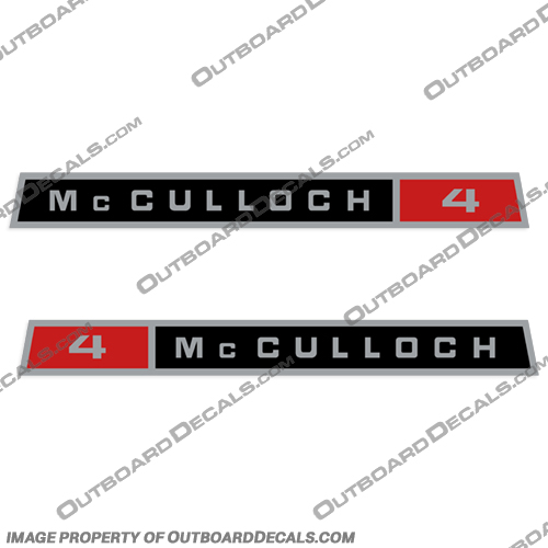 McCulloch 4hp Boat Decals mcculloch, boat, decals, 4hp, 4, hp, vintage, outbaord, engine, motor, stickers, kit, set, of, 2, two, 