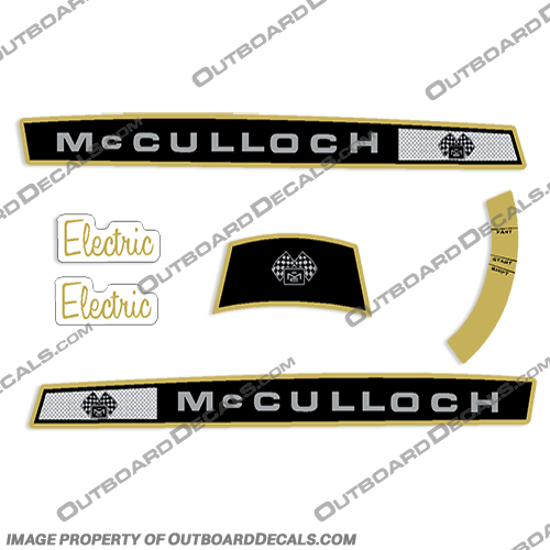 McCulloch 7.5 hp Outboard Motor Decals 1960s era mcculloch, boat, decals, 7.5hp, 7.5, hp, vintage, outbaord, engine, motor, stickers, kit, set, of, 2, two, 1960, 60, 60s, 60s