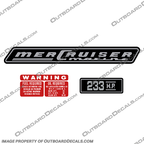 Mercruiser 233hp Decals - 1970 mercruiser, 233, 233hp, 233 hp, 1970, valve, cover, decals, stickers, logos, vintage, 