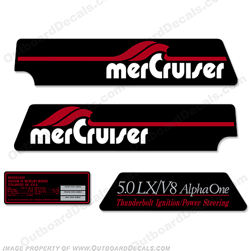 Mercruiser 5.0 Litre LX V8 Flame Arrestor Decal Kit mercruiser, mer, cruiser, 5.0, 5.0l, 5l, 5, flame, arrestor, bravo, alpha, one, thunderbolt, ignition, power, steering mpi, engine, valve, 454, flame, arrestor, mercury, decal, sticker, lx, v8, INCR10Aug2021