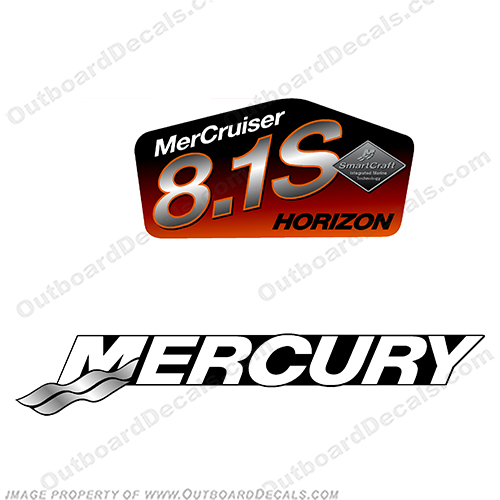 Mercruiser 8.1S Horizon Decal - Orange 81, 81s, 8.1, horizon, mercury, mer, cruiser, inboard, motor, engine, sticker, decal, INCR10Aug2021
