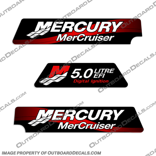 Mercury Mercruiser 5.0 Litre EFI Digital Ignition Flame Arrestor Decal Kit  mercruiser, mer, cruiser, 5.0, 5.0l, 5l, 5, flame, arrestor, bravo, alpha, one, thunderbolt, ignition, power, steering mpi, engine, valve, 454, flame, arrestor, mercury, decal, sticker, lx, v8, INCR10Aug2021