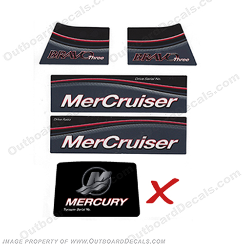 Mercruiser Bravo Three X Decals 2005 and up 2005, 2006, 2007, 2008, 2009, 2010, 2011, 2012, 2013, 2014, 2015, 2016, 2017, 2018, INCR10Aug2021