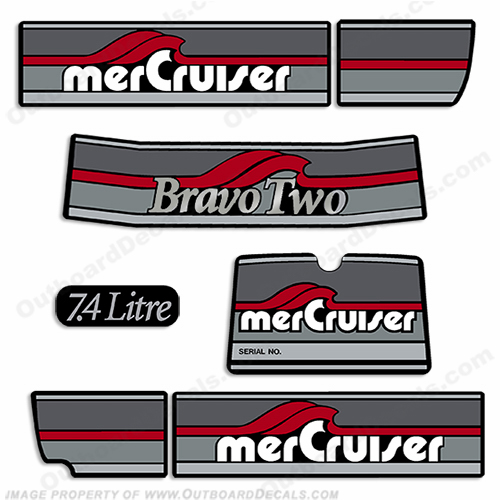 Mercruiser 1986-1998 Bravo Two 7.4 Liter Decals INCR10Aug2021