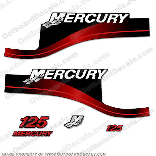 Mercury 125hp ELPTO Decal Kit (Red) 1999-2004 mercury, merc, 125, elpto, red, outboard, engine, motor, decal, sticker, kit, set, 125hp