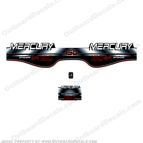 Mercury 150hp EFI Offshore Decals (1997-1998) - White/Black  INCR10Aug2021
