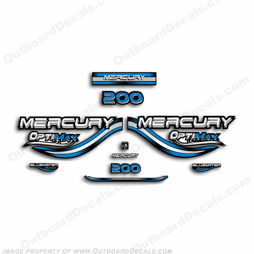 Mercury 200hp Optimax Decals - 1999 (Blue) INCR10Aug2021