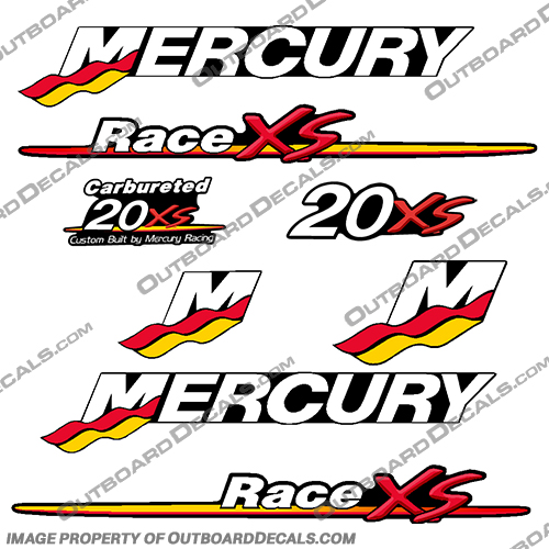 Mercury Custom 20hp Racing 20xs Decals Mercury, 20, 20 hp, 20 xs, xs, Racing, Race,