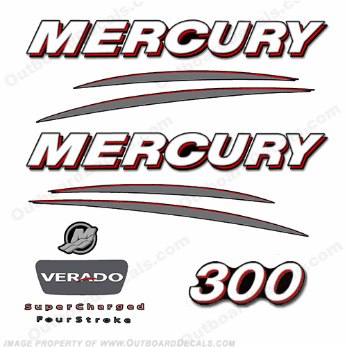 Mercury 300hp Verado Decal Kit - Straight INCR10Aug2021