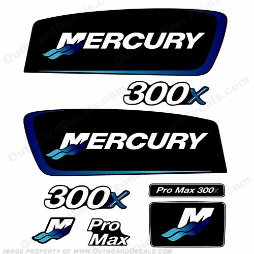 Mercury 300x ProMax Decals - Blue Tones pro. max, pro max, pro-max, INCR10Aug2021