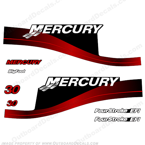 Mercury 30hp 4-Stroke EFI Decal Kit 2002 (Red) INCR10Aug2021