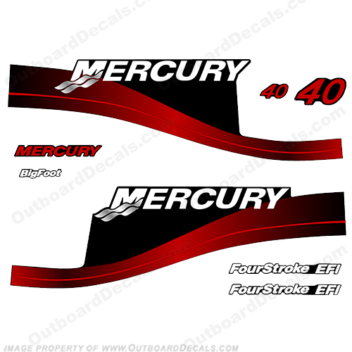 Mercury 40hp 4-Stroke EFI Decal Kit 2002 (Red) INCR10Aug2021