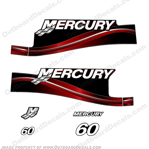 Mercury 60hp 2 Stroke with oil window Decal Kit 2005 - 2009   60, hp, 2 stroke, 2005, 2006, 2007, 2008, 2009, oil, window, INCR10Aug2021
