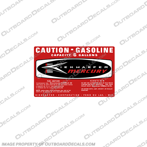 Mercury 1964 6 Gallon Gas Tank Decal INCR10Aug2021