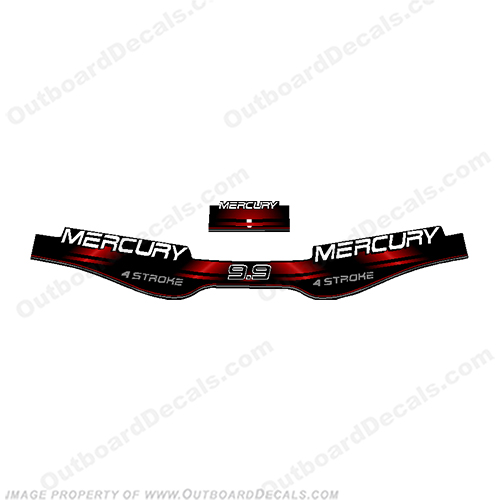 Mercury 9.9hp Decal Kit - 1996+ (Red)  9.9 hp, 9hp, 9 hp, 9.9, 9, 1995, 1996, 1997, 95, 96, 97, 98, 94, fourstroke, four, stroke, INCR10Aug2021