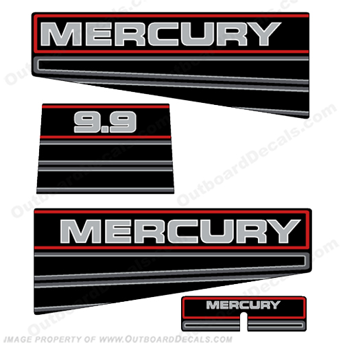 Mercury 9.9hp 1995 Decal Kit 95, 9.9, 9, 9hp, 10, 10hp, outboard, engine, motor, decal, sticker, kit, set, INCR10Aug2021