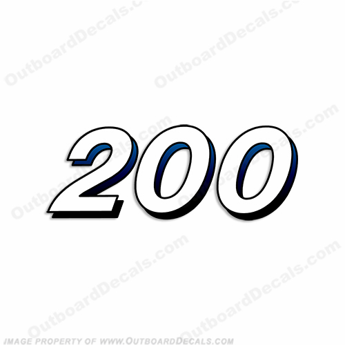 Mercury 200 Decal (2005 Style) - White/Blue INCR10Aug2021