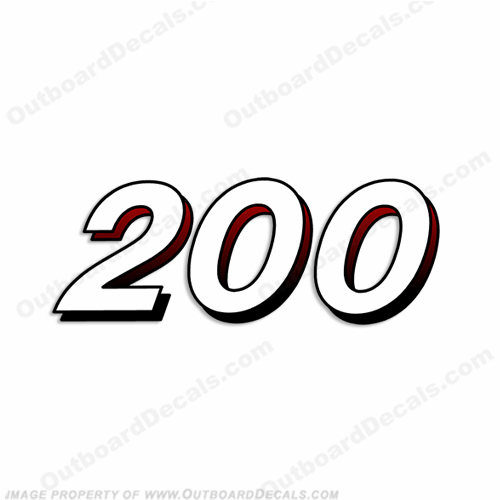 Mercury 200 Decal (2005 Style) - White/Red INCR10Aug2021