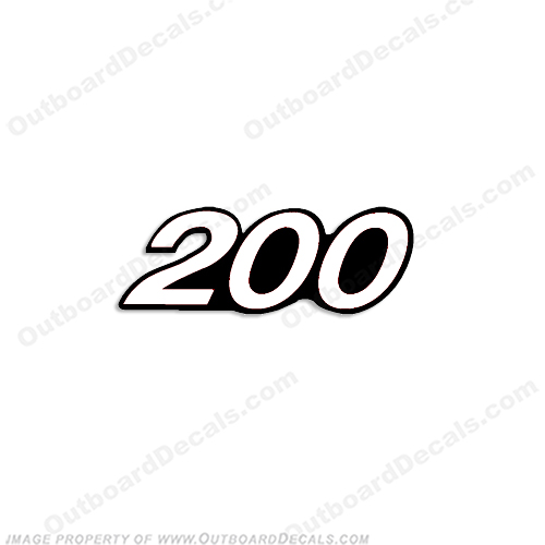 Mercury Single "200" Decal - White 200, white, INCR10Aug2021