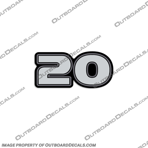 Mercury 20hp Single Decal-  2015+ mercury, 20hp, 20 hp, 20, single, number, decal, 2015+, 2016, 2017, 2018, 2019, 2020, outboard, engine, motor, sticker, 
