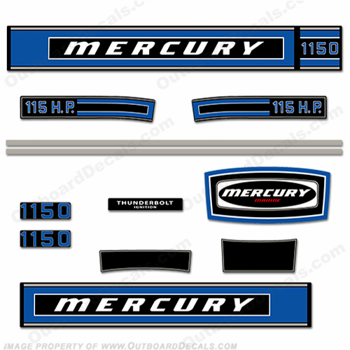 Mercury 1975 115HP Outboard Engine Decals INCR10Aug2021