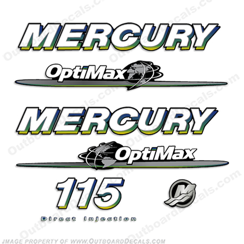 Mercury 115hp "Optimax" Decals - 2007-2012 - Custom Mahi Colors! 115 hp, 115, 115 hp, 115, 115-hp, mercury, horsepower, horse power, horse-power, INCR10Aug2021