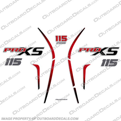 Mercury 115 PROXS New 2018 and up - Partial Kit mercury, 115, proxs, pro, xs, new, 2018, and, up, boat, decals, stickers, set, red, silver, 2019, 2020, 2021, 2022, kit, Partial,