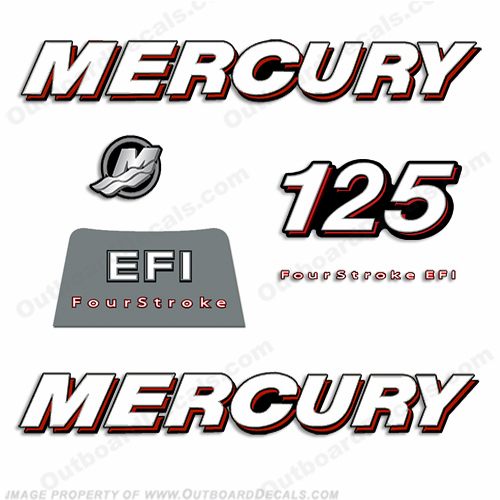 Mercury 125hp "FourStroke EFI" Decals - 2006-2012 INCR10Aug2021