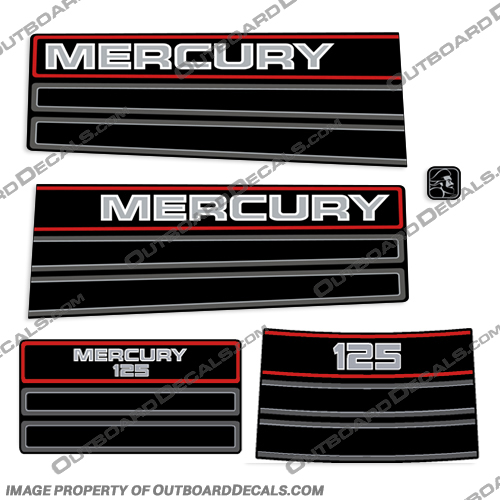 Mercury 125hp Outboard Engine Decals 1994-1995 94, 95, 90, 1994, 1995, 115, 125hp, mercury marine, outboard, engine, motor, decal, sticker, kit, set, 