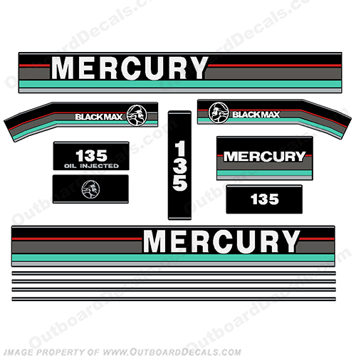 Mercury 1991 135HP Outboard Engine Decals 