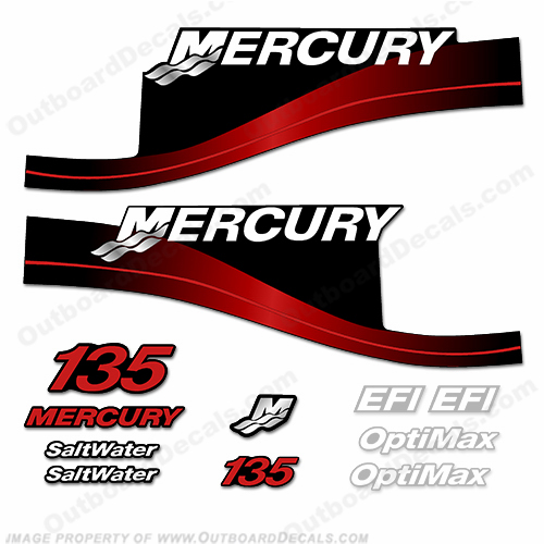 Mercury 135hp EFI/Optimax Decal Kit (Red) INCR10Aug2021