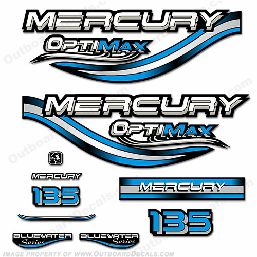 Mercury 135hp Optimax Decals - 1999 (Blue) INCR10Aug2021