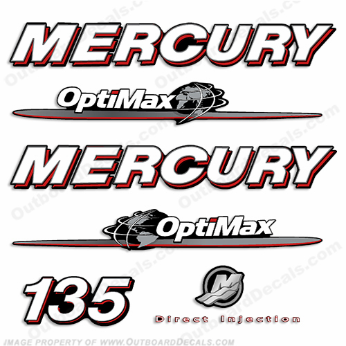 Mercury 135hp "Optimax" Decals 2007 - 2012 INCR10Aug2021
