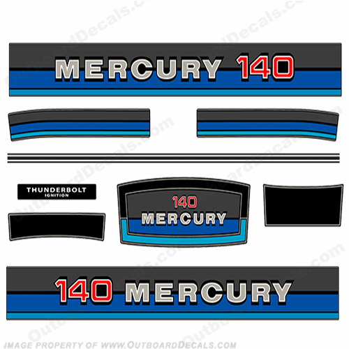 Mercury 1980 140HP Outboard Engine Decals INCR10Aug2021