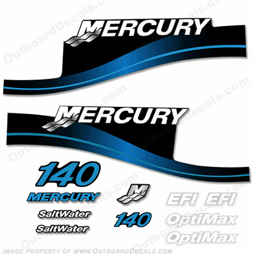 Mercury 140hp EFI/Optimax Decal Kit (Blue) INCR10Aug2021