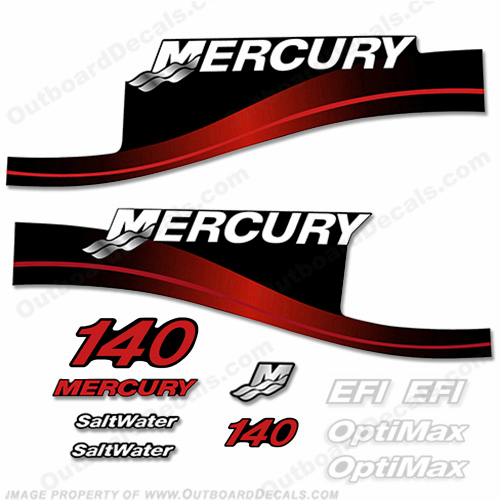 Mercury 140hp EFI/Optimax Decal Kit (Red) INCR10Aug2021