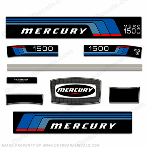 Mercury 1976 150HP Thunderbolt Decal Kit INCR10Aug2021