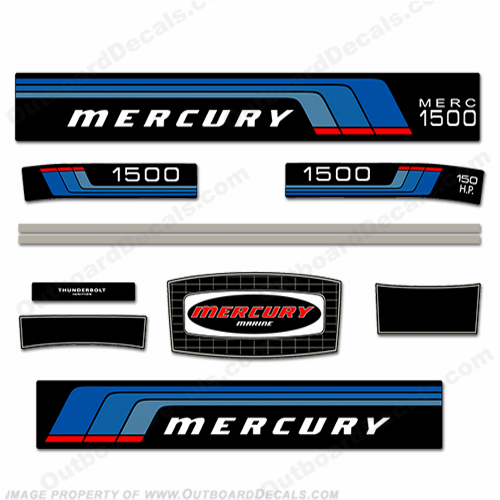 Mercury 1977 150HP Outboard Engine Decals INCR10Aug2021