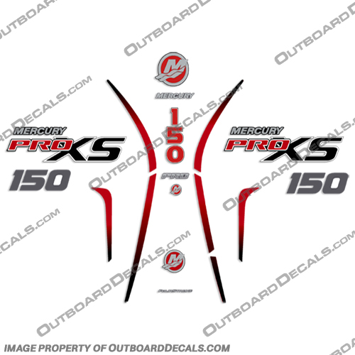 Mercury 150 PROXS New 2018 and up mercury, 150, proxs, pro, xs, new, 2018, 2019, 2020, 2021, 2022, red, black, outboard, decals, stickers, engine, boat, 